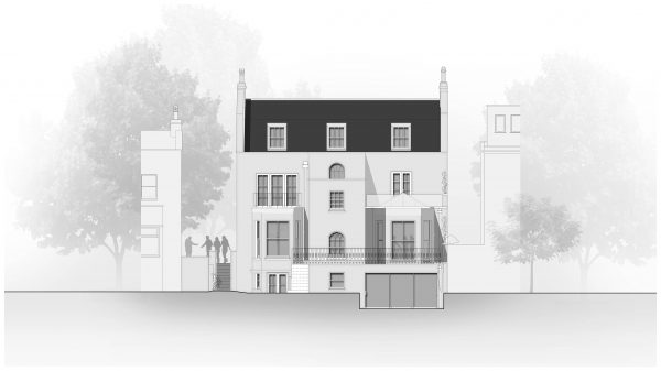 Rear Elevation of a Regency style private residence