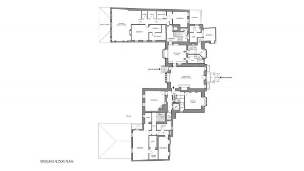 Front elevation of Jacobean manor house, Grade II* Listed Building, built for Robert Bell of the East India Company, restored by TG Jackson